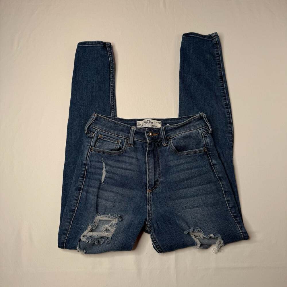 Hollister Curvy High-Rise Super Skinny Soft Stretch Distressed Jeans W26R 2R